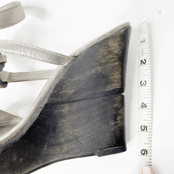 Diane Von Furstenberg DVF odette pewter metallic vacchetta wedge US 8.5 womens - Picture 8 of 8